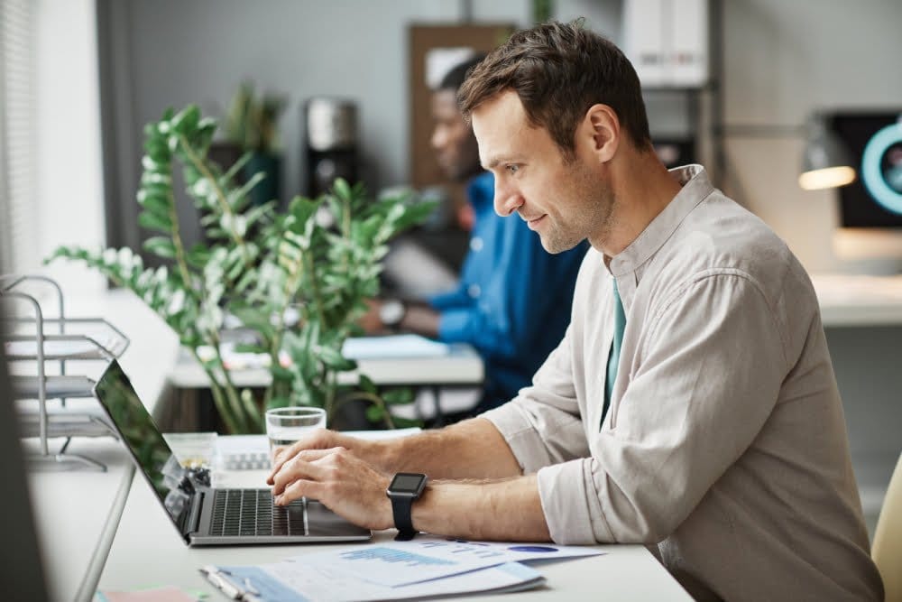 A man working on his laptop