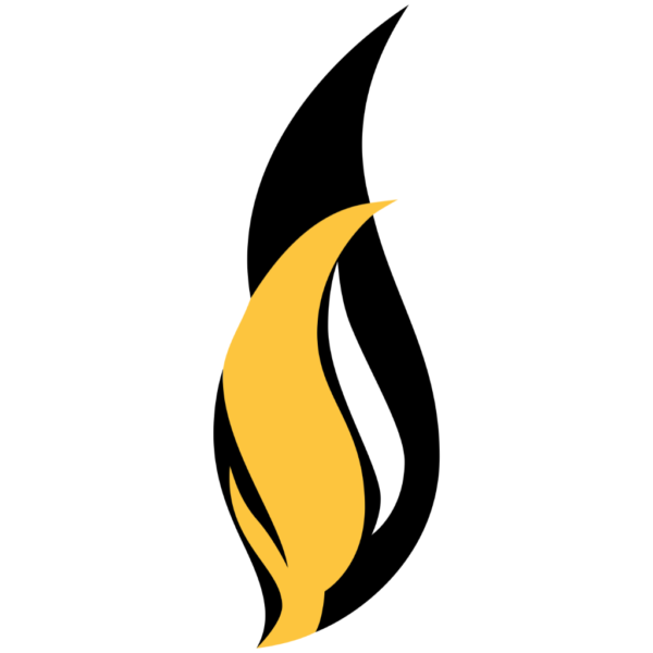 Yellow white and black drawn flames representing TheWebpageSite.com logo